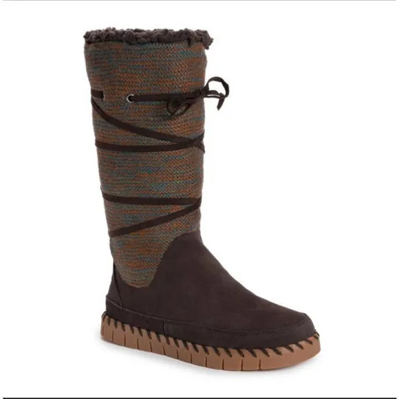 NEW Muk Luks Flexi New York Womens Chocolate Brown Suede Winter Snow Boots