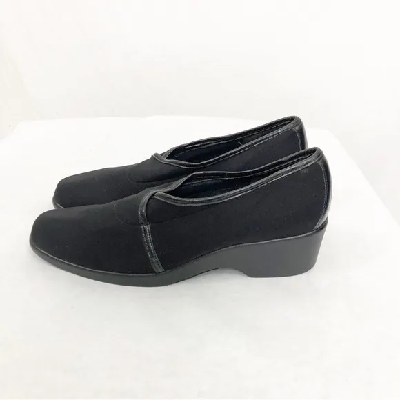 NEW Munro Traveler Stretch Fabric Comfort Wedge Slip On Shoes, Size 7 M, Black