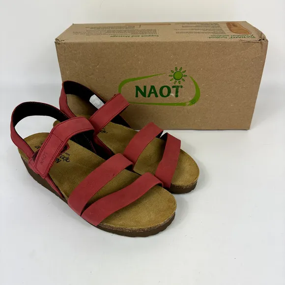 NEW Naot Womens Shoes Slingback Sandal Kayla Brick Red Nubuck EU 37 US 6