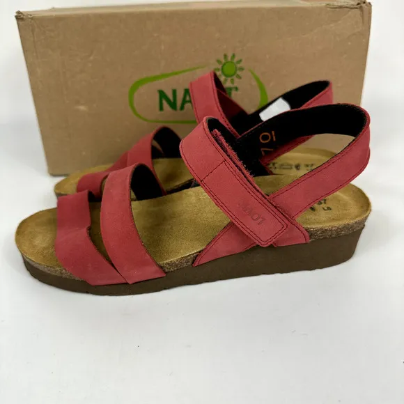 NEW Naot Womens Shoes Slingback Sandal Kayla Brick Red Nubuck EU 37 US 6