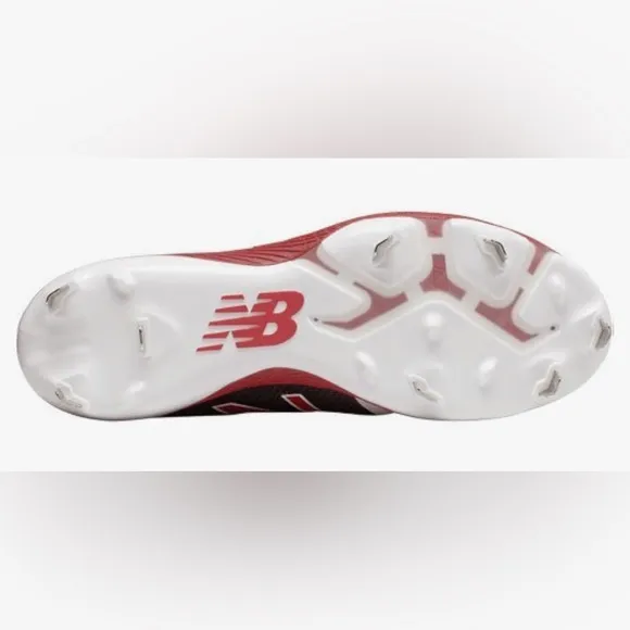 NEW [New Balance] Faux Leather Metal Cleats Red/Black/White Mens Sz 16.0