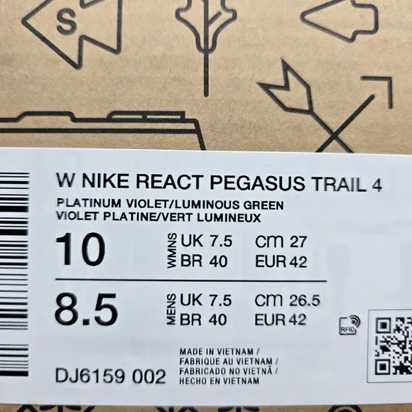 New Nike React Pegasus Trail 4 Women's Trail Running Shoes Size 10