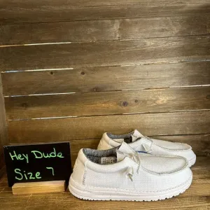 New NWT Hey Dude Wally‎ Sport Mesh Wide White Slip On Shoes Loafers Size 7 E