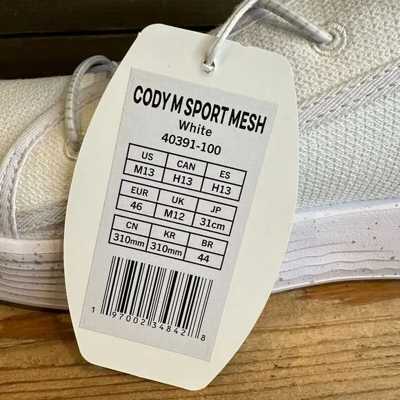 New NWT Mens Hey Dude Cody Sport Mesh White Comfort Sneakers‎ Shoes Size 13 M