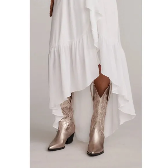 New Oasis Society Champagne Metallic Cowboy Boots