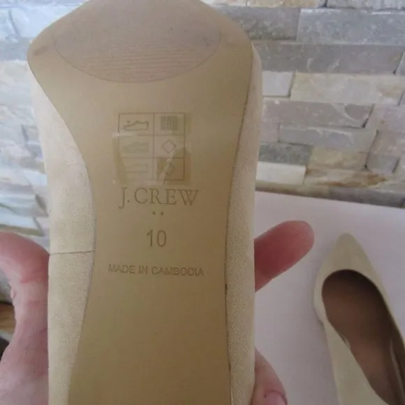 New Pair of J Crew Beige Faux Suede 3&quot; Pointy Toe Heels in Size 10M