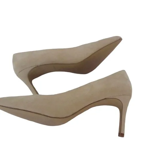 New Pair of J Crew Beige Faux Suede 3&quot; Pointy Toe Heels in Size 10M