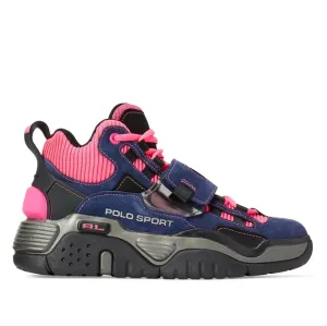NEW Polo Sport Newport Navy Pink PS100 Suede High Top Sneakers 9