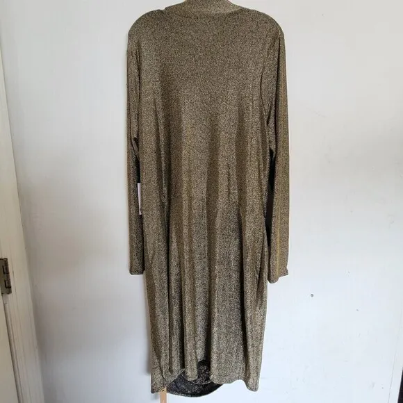 NEW Reformation Paprika Gold Sparkle Long Sleeve Stretchy Knotted Dress Size 3X