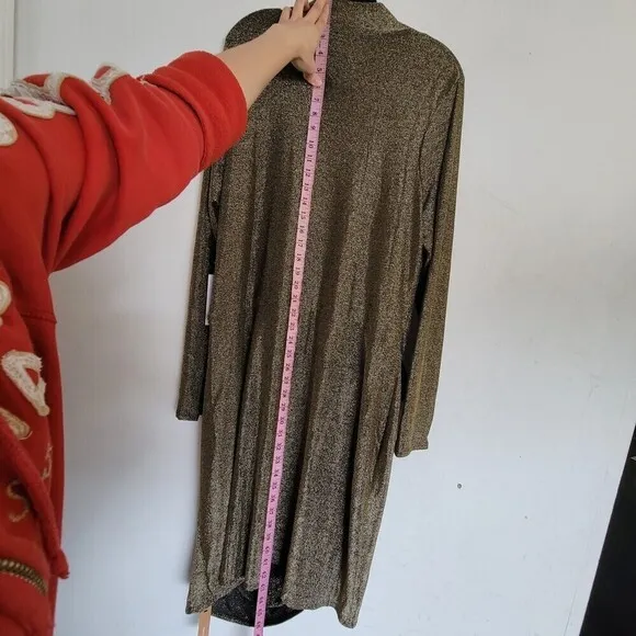 NEW Reformation Paprika Gold Sparkle Long Sleeve Stretchy Knotted Dress Size 3X