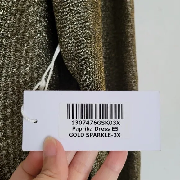 NEW Reformation Paprika Gold Sparkle Long Sleeve Stretchy Knotted Dress Size 3X