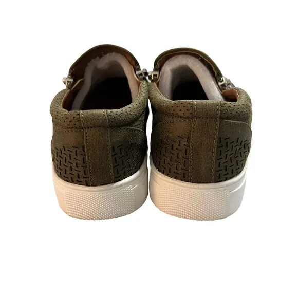 NEW Report Sz 7 Women's Brown Leather Slip On Sneakers