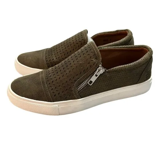 NEW Report Sz 7 Women's Brown Leather Slip On Sneakers