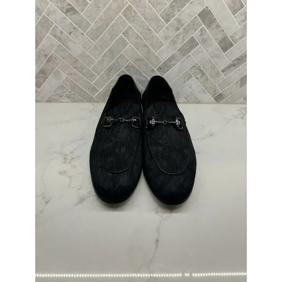 New Robert Graham Heathered Black Slip On Loafer Shoes Silver Buckle Mens Size 8