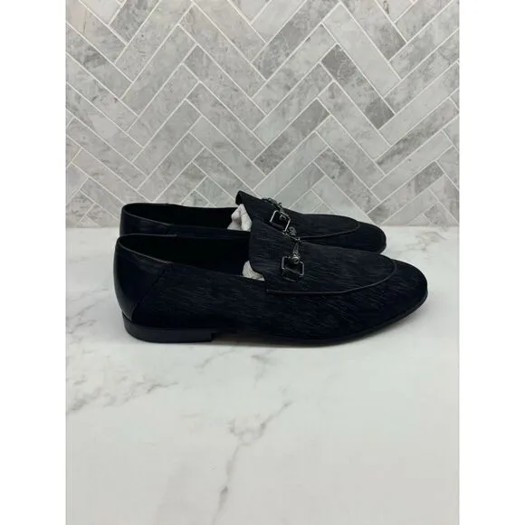 New Robert Graham Heathered Black Slip On Loafer Shoes Silver Buckle Mens Size 8