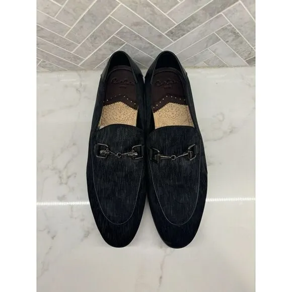 New Robert Graham Heathered Black Slip On Loafer Shoes Silver Buckle Mens Size 8