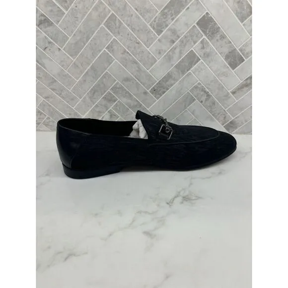 New Robert Graham Heathered Black Slip On Loafer Shoes Silver Buckle Mens Size 8
