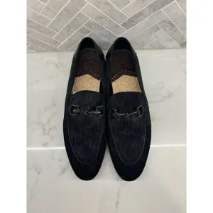New Robert Graham Heathered Black Slip On Loafer Shoes Silver Buckle Mens Size 8