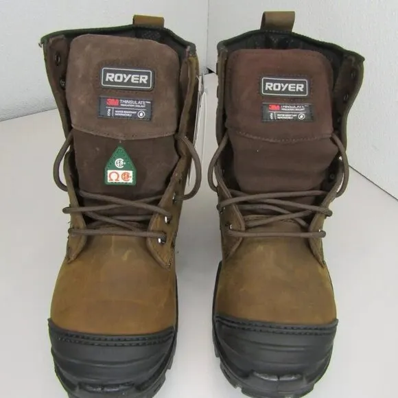 NEW ROYER Mens 8&quot; Ventura Thinsulate Work Boots Waterproof Composite Toe Cap  8