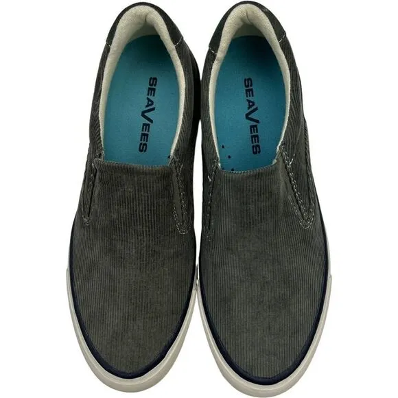 New SeaVees Men Casual Sneakers Grey Velvet Hawthorne Slip-On Cordies 8 US