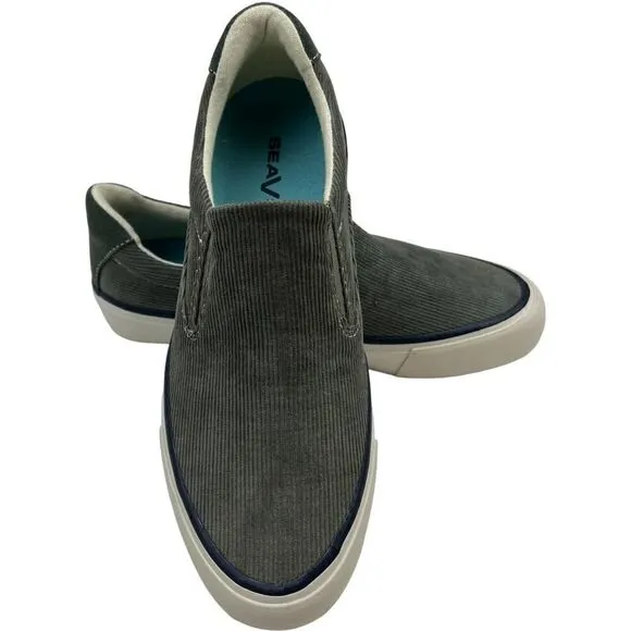 New SeaVees Men Casual Sneakers Grey Velvet Hawthorne Slip-On Cordies 8 US