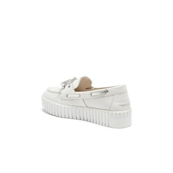 NEW SILENT D boat sneaker in white leather