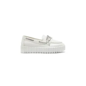 NEW SILENT D boat sneaker in white leather