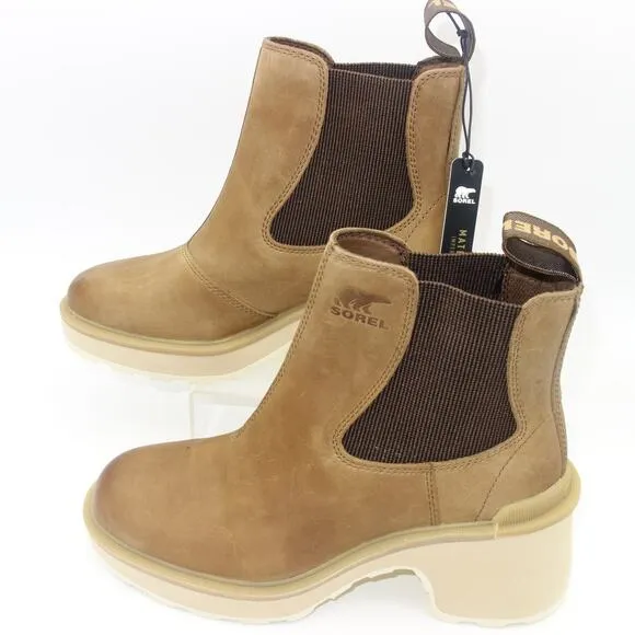 NEW Sorel Hi-Line Heel Chelsea Waterproof Boots Brown Women's Size 6.5