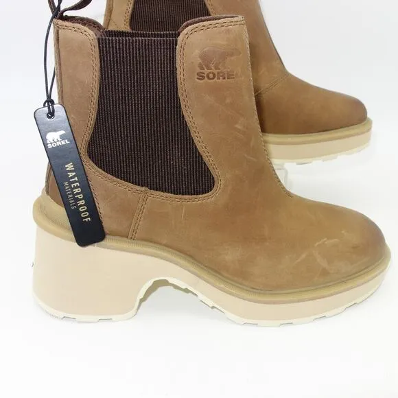 NEW Sorel Hi-Line Heel Chelsea Waterproof Boots Brown Women's Size 6.5