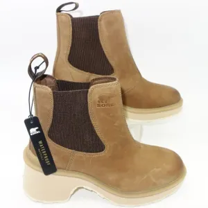 NEW Sorel Hi-Line Heel Chelsea Waterproof Boots Brown Women's Size 6.5