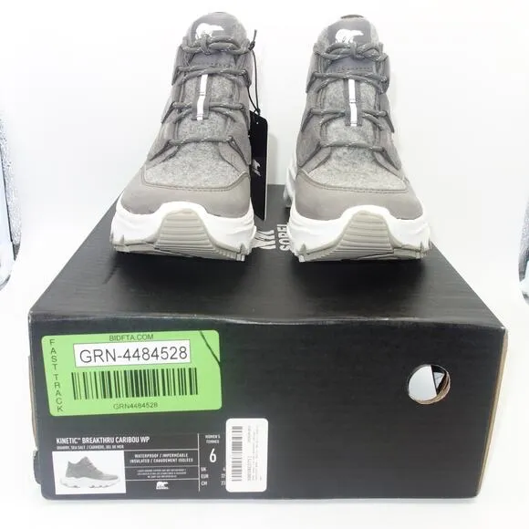 NEW Sorel Kinetic Breakthru Caribou Sneaker Boots Quarry Gray Women's 6