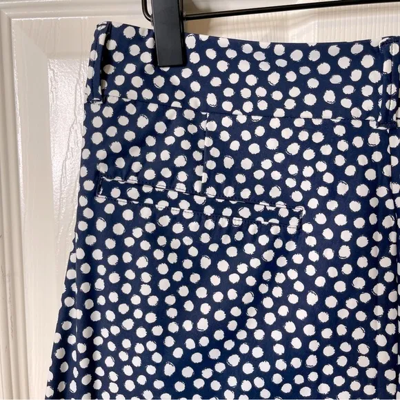 New Spanx Sunshine Shorts 10&quot; Bermuda Navy Blue PaintedPolka Dot Medium