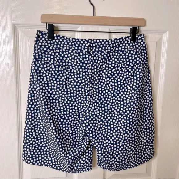 New Spanx Sunshine Shorts 10&quot; Bermuda Navy Blue PaintedPolka Dot Medium