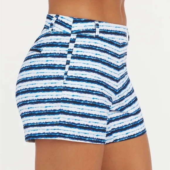 New SPANX Sunshine Shorts, 4&quot; BLUE PAINTED STRIPE