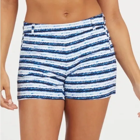 New SPANX Sunshine Shorts, 4&quot; BLUE PAINTED STRIPE