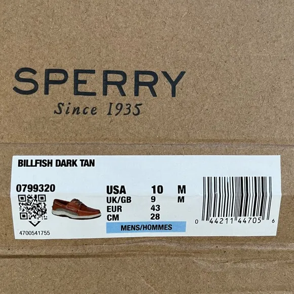 NEW! SPERRY Billfish Boat Shoes - Dark Tan