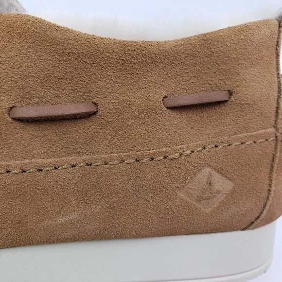 NEW Sperry Moc Sider WR Mens Size 9 Tan Suede Comfort Lined Shoes STS23726