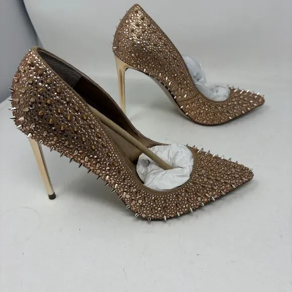 NEW! Steve Madden Stiletto Spike Heel Rose Gold Pumps Shoe 4&quot; Heels Event 8.5