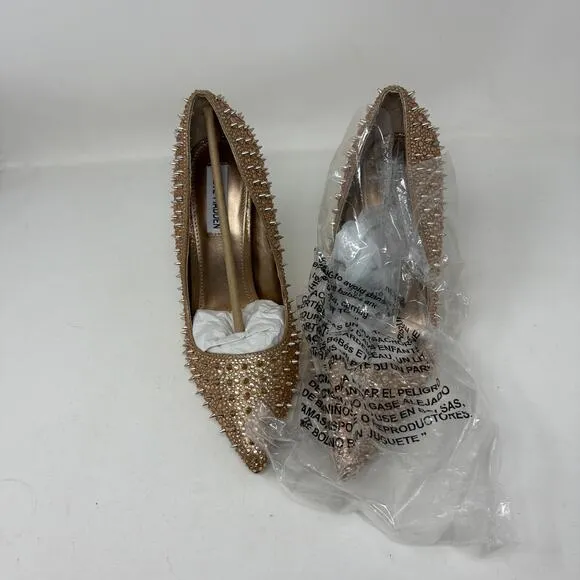 NEW! Steve Madden Stiletto Spike Heel Rose Gold Pumps Shoe 4&quot; Heels Event 8.5