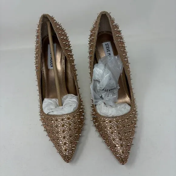 NEW! Steve Madden Stiletto Spike Heel Rose Gold Pumps Shoe 4&quot; Heels Event 8.5