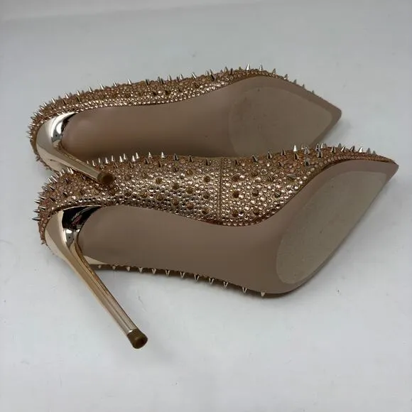 NEW! Steve Madden Stiletto Spike Heel Rose Gold Pumps Shoe 4&quot; Heels Event 8.5