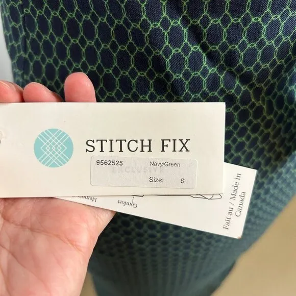 NEW Stitch Fix Margaret M Christiana Skirt Navy Green Pull On Elastic Size Small