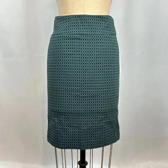 NEW Stitch Fix Margaret M Christiana Skirt Navy Green Pull On Elastic Size Small
