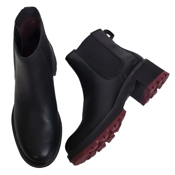 New Timberland Kori park womens chelsea boots leather pull on block heel black