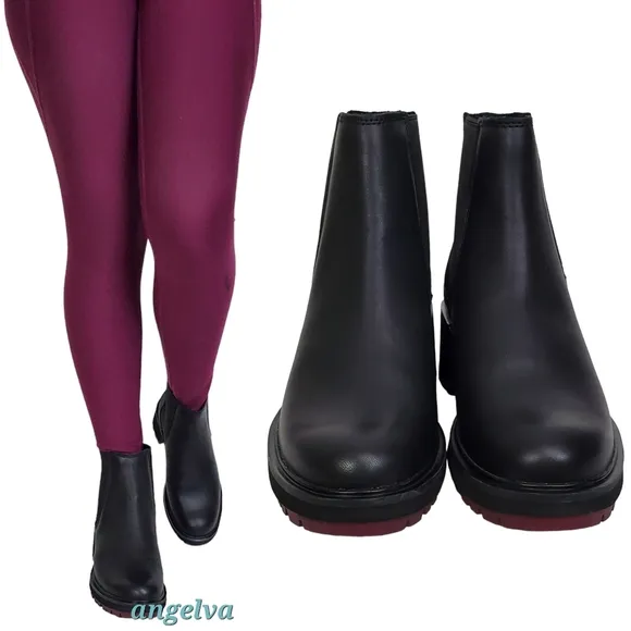 New Timberland Kori park womens chelsea boots leather pull on block heel black