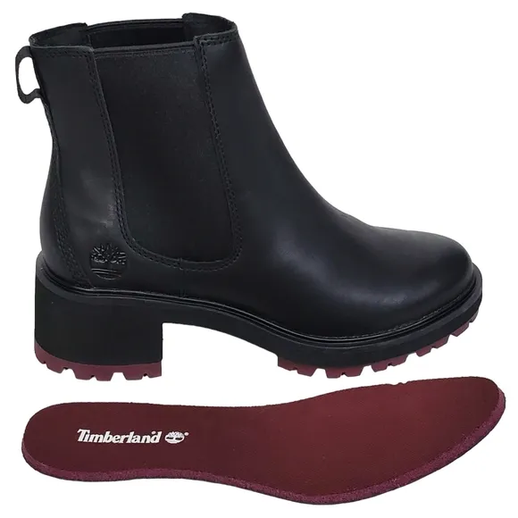 New Timberland Kori park womens chelsea boots leather pull on block heel black