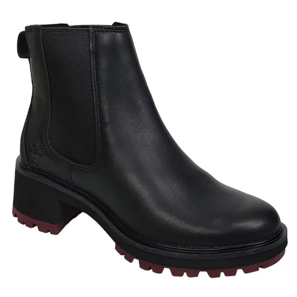 New Timberland Kori park womens chelsea boots leather pull on block heel black
