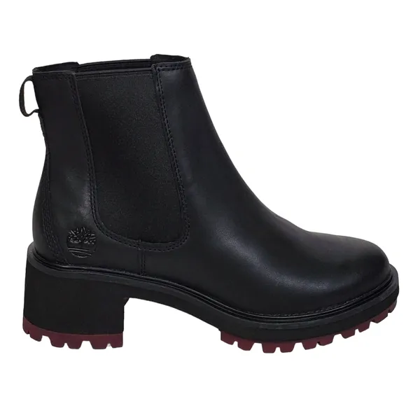 New Timberland Kori park womens chelsea boots leather pull on block heel black