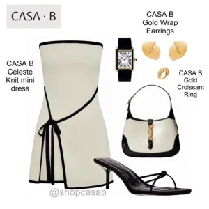 NEW💫 to CASA B| Celeste Strapless Knit Mini Dress in Cream / black