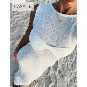 NEW to CASA B💫|Gigi Twisted Bandeau Bodycon Maxi Sundress in White Sands🐚🤍